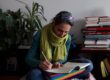 Nadia Mifsud writing under lockdown. Photo by Noëllie Mutschler.